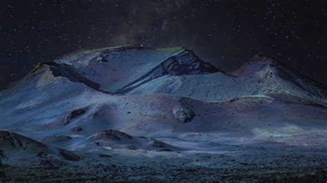 Mountain Landscape Under Dark Sky With Stars During Nighttime 4k 5k Hd