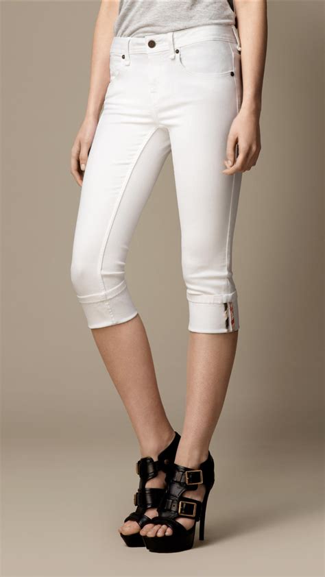 Burberry Buckingham Optical White Skinny Fit Capri Jeans Lyst