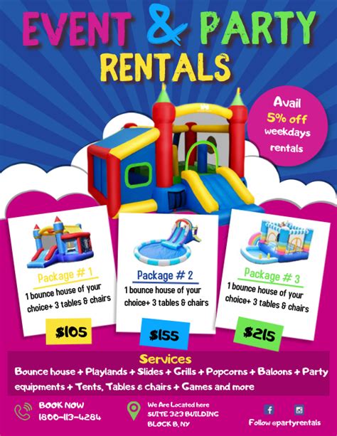Kopie Von Event And Party Rental Bouncy Castle Flyer Te Postermywall
