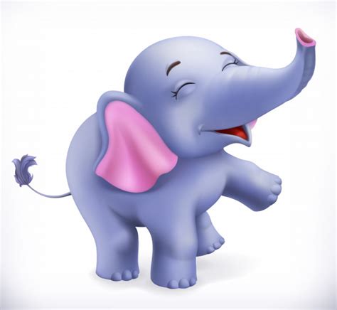 Cute Baby Elephant Cartoon Character Funny Animals Premium Vector