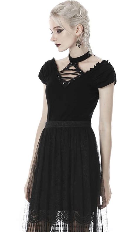 Dark In Love Gothic Lace Up Top Buy Online Australia Beserk
