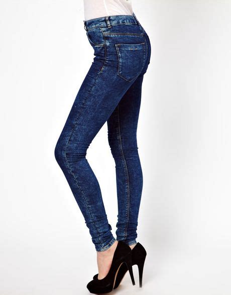 Asos Ridley Supersoft High Waist Ultra Skinny Jeans In Blue Lyst