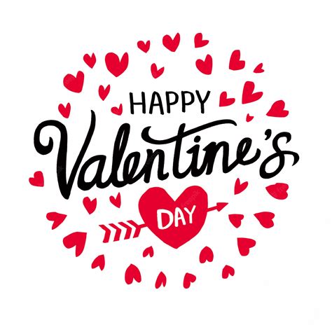 Feliz Día De San Valentín Letras Escritas A Mano Vector Premium