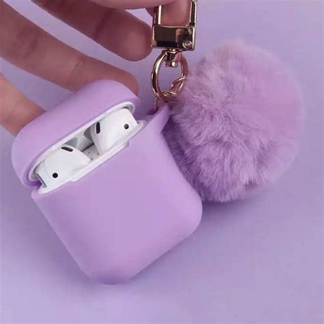 Purple Fur Airpods Case Cover Skin In 2020 Purple Iphone Case Cute