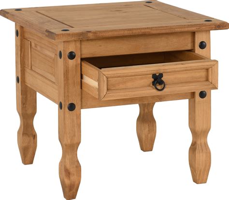 Go for a timeless look with timber; Corona 1 Drawer Lamp Table - Distressed Waxed Pine
