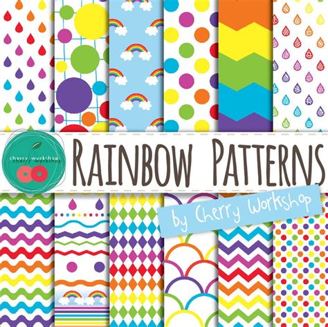 Rainbow Digital Paper Pack Rainbow Patterns Etsy