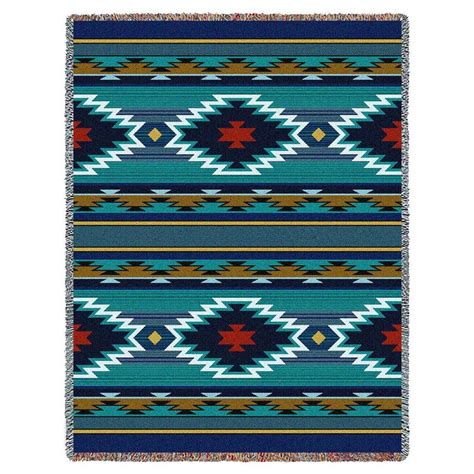 Southwest Geometric Cornflower Woven Throw Blanket Native American
