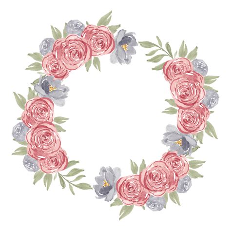 Watercolor Pink Rose Flower Circle Frame Wreath 1219805 Vector Art At