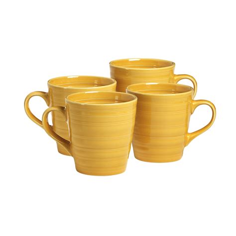 Buy Woven Paths Farmhouse Style Mugs Yellow Set Of 4 Online At Lowest