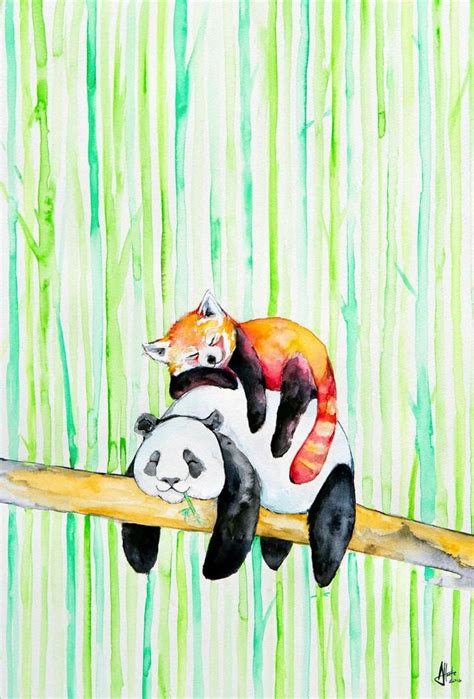 2 Pandas Having A Snooze Art Prints Canvas Art Art
