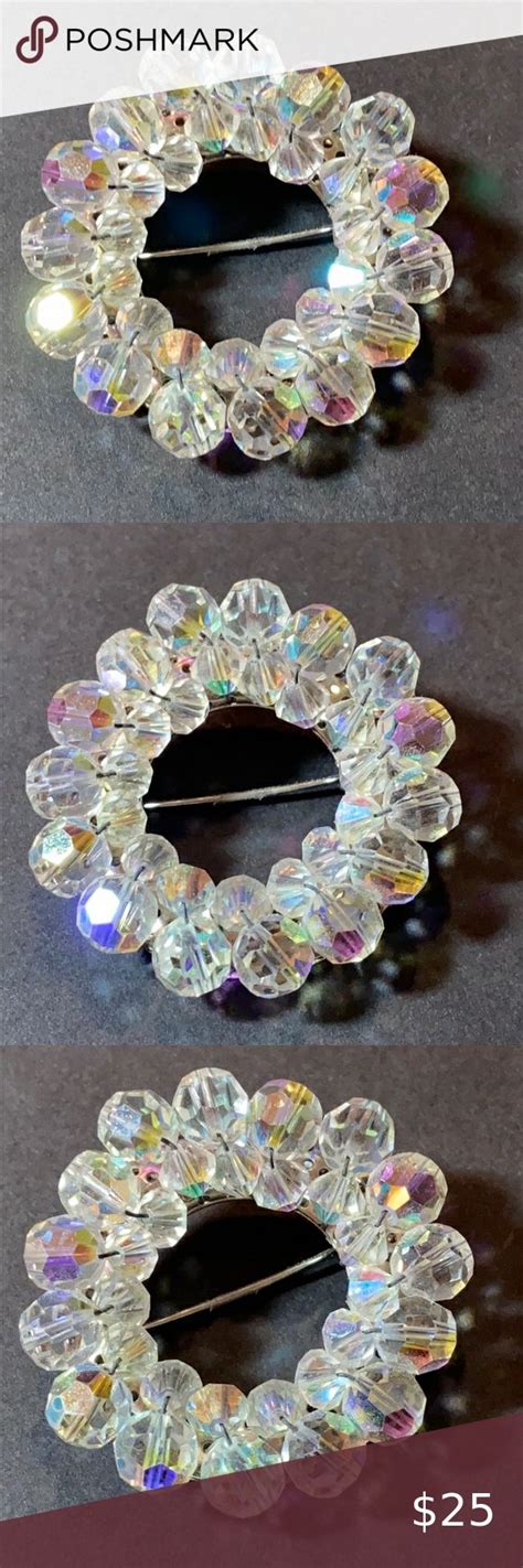 Vintage Aurora Borealis Crystal Cluster Brooch Pin Crystal Cluster