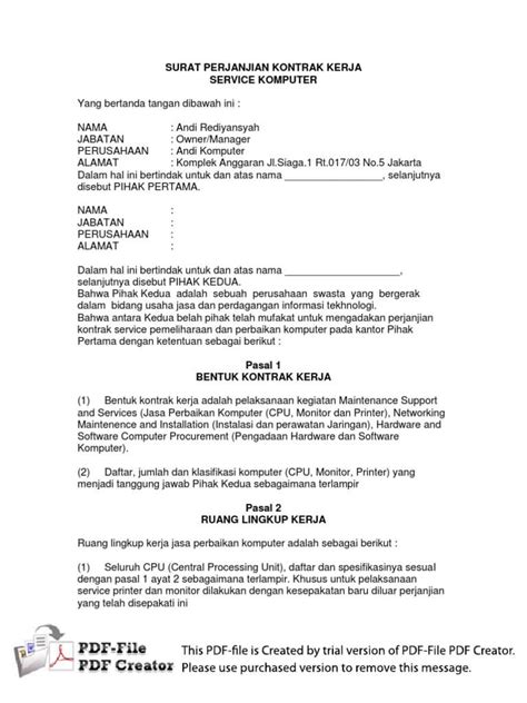 Kontrak kerja sangat penting kedudukannya. Contoh Surat Perjanjian Kerja Untuk Karyawan - Contoh Surat