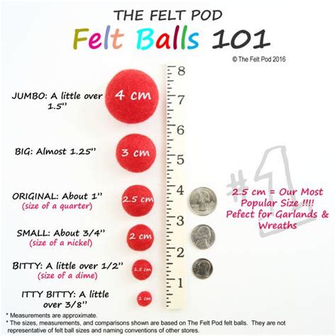 Please keep this in mind when using the chart below. Felt Balls // diy Garland // DIY Mobile // diy Necklace ...