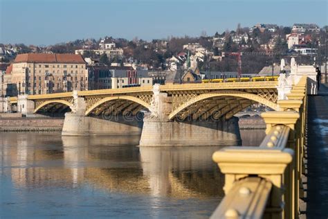 Margaret Bridge Or Margit Hid Over Danube River In Budapest Hungary