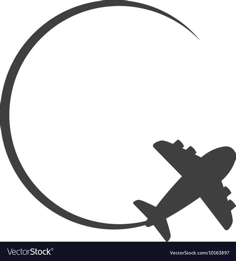 Airplane Circle Silhouette Travel Icon Royalty Free Vector