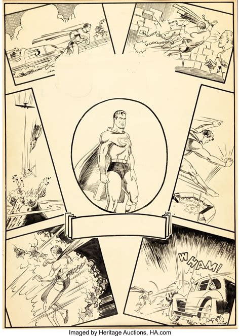 Joe Shuster Studio Superman Frontispiece Illustration Original Art