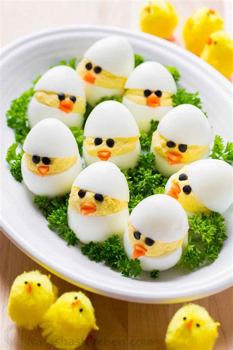 Easter brunch is perfect for those who like a lazier easter morning, but still want to celebrate with a festive meal. Easter Egg Recipe - Deviled Egg Chicks - NatashasKitchen.com