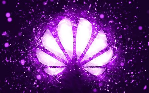 Download Wallpapers Huawei Violet Logo 4k Violet Neon Lights