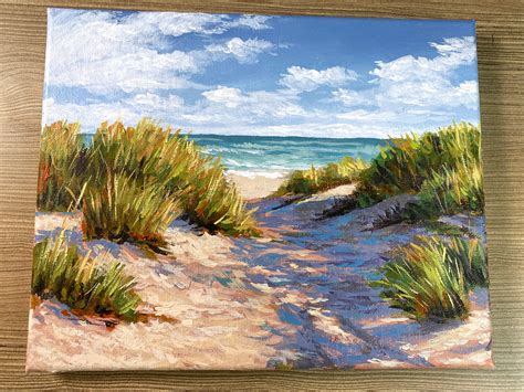 Acrylic Painting Beach Sand Dunes Original Painting Etsy