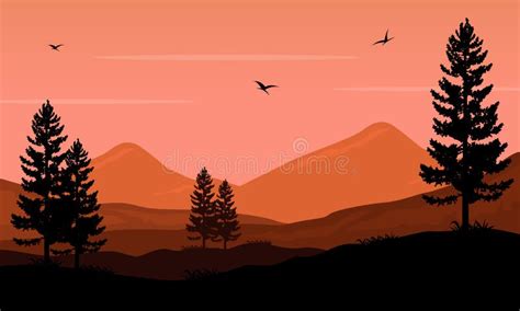 A Beautiful Sky Color At Sunset In The Afternoon Vector Illustration