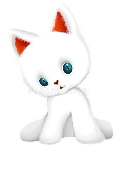 Cute White Cat Cartoon Sitting Stock Vector Illustration Of Comic