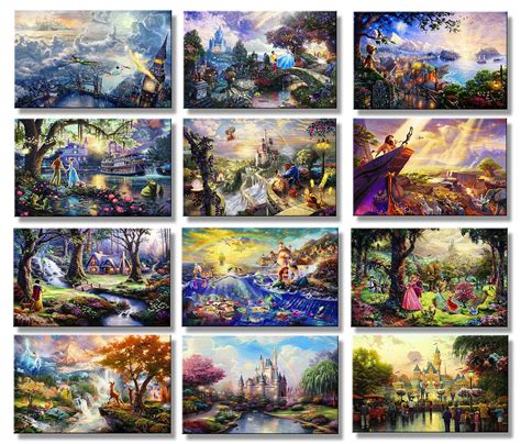 Thomas Kinkade Disney Dreams Complete Collection Of 12 Canvas Prints