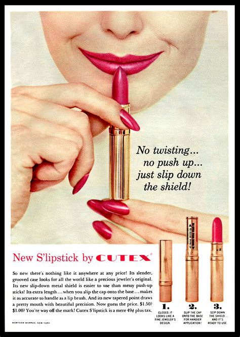 Vintage 1960s Cutex S Lipstick Ad 1960s Makeup And Hair Vintage Makeup Ads Retro Makeup