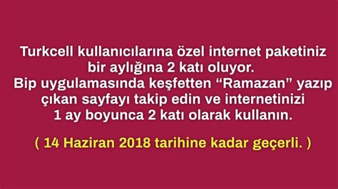 Turkcell Ramazan Ayı 5GB 10GB Bedava İnternet YouTube