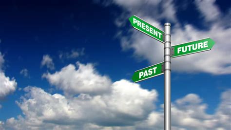 Past Present Future Signpost Looping Clouds Stock Footage Video 100