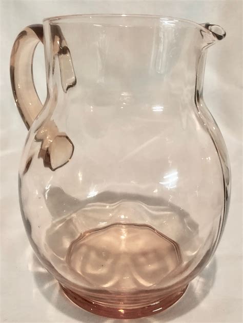 Vintage Blush Pink Depression Glass Juice Water Pitcher