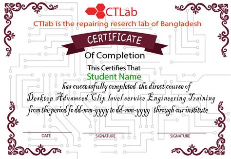 Desktop Rapair Course Demo Certificate Ctlab