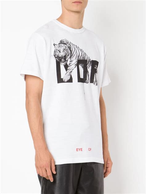 Off White Co Virgil Abloh Text And Tiger Print Cotton T
