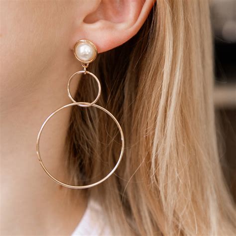 Gold And Pearl Double Hoop Earrings By Brand X Notonthehighstreet Com