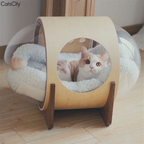 Space Capsule Wood Cat Bed Modern Cat Cave Cat House Pet Etsy