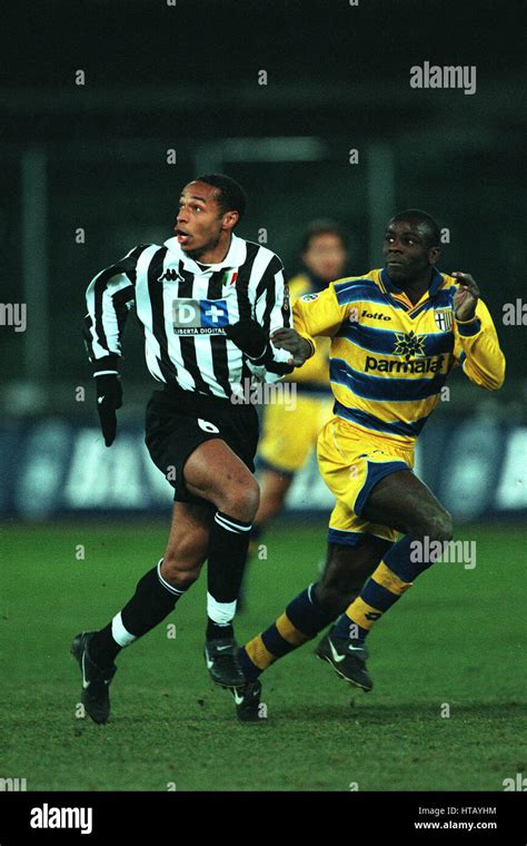 Thierry Henry And Lillian Thuram Juventus V Parma 07 February 1999 Stock