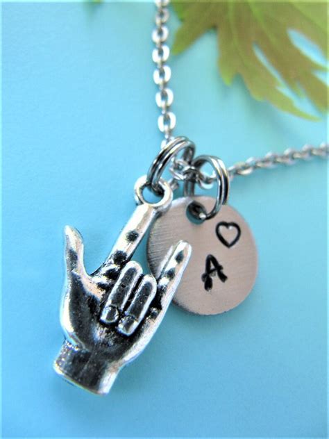 I Love You Necklace I Love You Sign Jewelry Asl Charm Etsy
