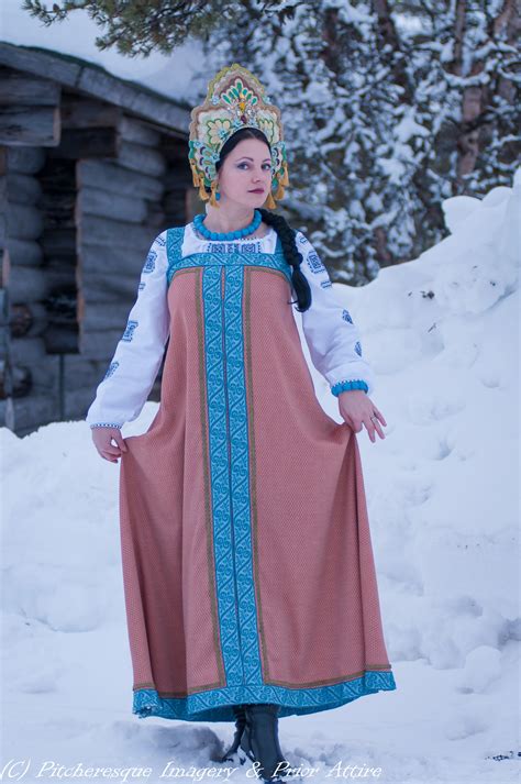 Russian Sarafan In Wool Silk With Wool And Metallic Trims Kokoshnik By Creations By Liv Free