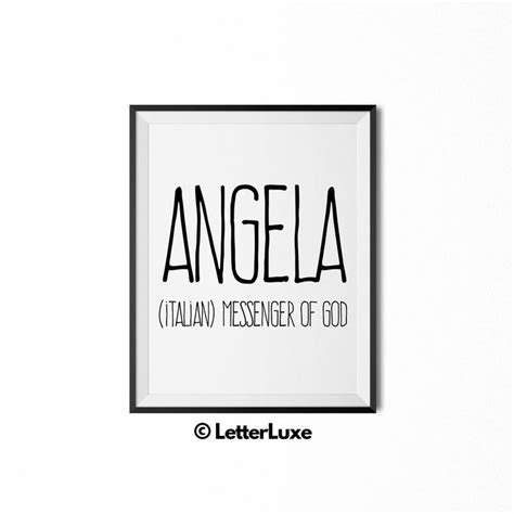 Angela Name Meaning Wall Art Printable Bedroom Decor Cubicle