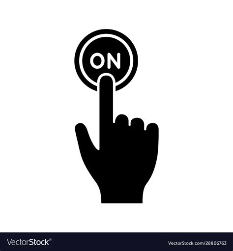 Turn On Button Click Glyph Icon Royalty Free Vector Image
