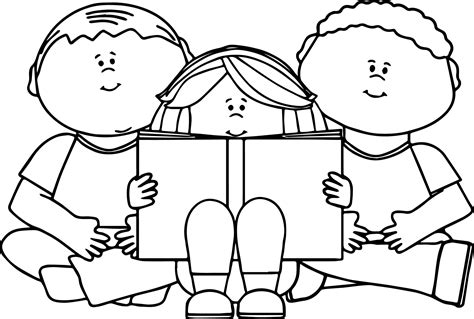 Coloring Pages Of Children Reading At Free Printable