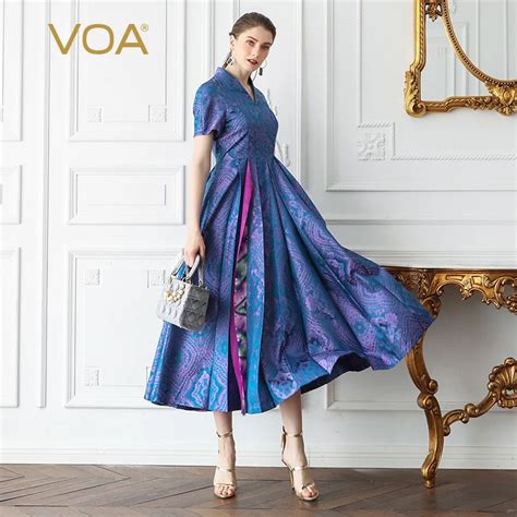 Voa Silk Jacquard Pleated Party Dress Maxi Long Dresses Women Plus Size