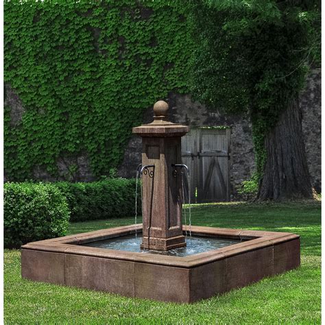 Luberon Large Square Outdoor Water Fountain Kinsey Garden Decor