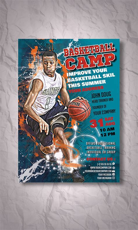 Basketball Flyer Template Training Template Photoshop Etsy