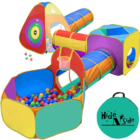 6 Piece Ball Pit Basketball Target Game Tent And Tunnel Set Hide