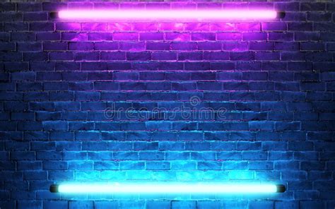 Neon Light Frame Shining On Brick Wall Background Stock Illustration