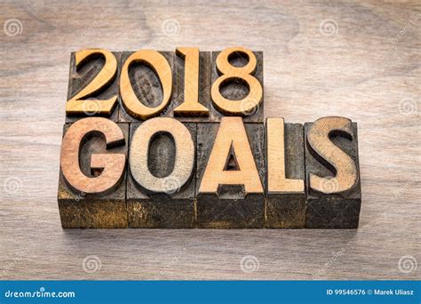 2018 Goals Banner In Wood Type Stock Photo Image Of Year Vintage