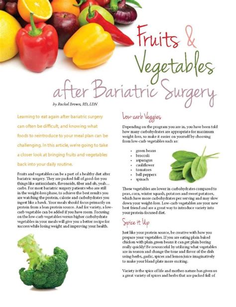 Fruits And Vegetables After Bariatric Surgery Obesity Action Coalition
