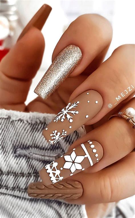 Festive Christmas Nail Art Ideas Brown And Gold Christmas Nails