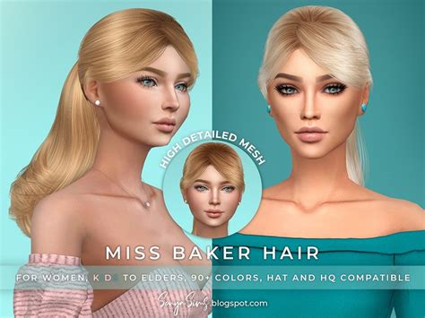 Sonyasims Miss Baker Hair The Sims 4 Catalog