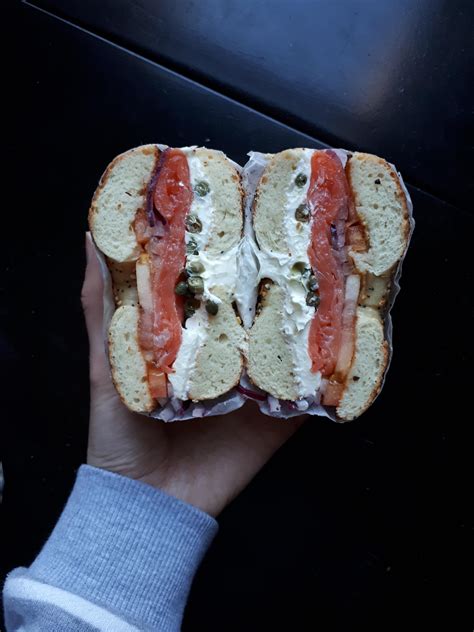 Nyc Bagel With Cream Cheese Lox Tomato And Capers Best Food